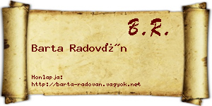 Barta Radován névjegykártya
